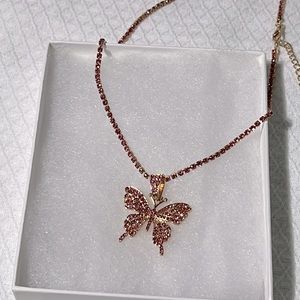 New! Pink & Gold Tone Fashion Necklace